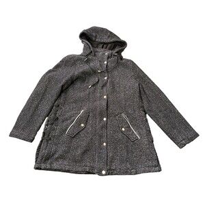Intl Details Jacket Adult Large Hooded Black Snap Buttons Lined